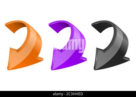 Down colored arrows. Shiny 3d bent web icons Stock Vector