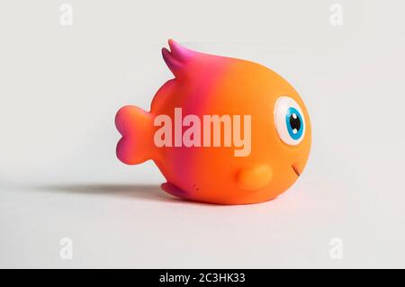 Rubber toy fish isolated on a white background Stock Photo