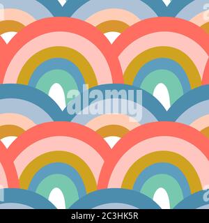 Seamless pattern with hand drawn rainbows. Creative texture for fabric, wrapping, textile, wallpaper, apparel. Vector illustration Stock Vector