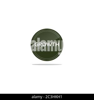 Writing growth in a army green circle. There is a circular glass in front of the growth article. Stock Vector
