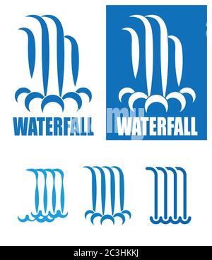 stylized images of waterfalls.It can be used as a logo, sign or symbol in your projects Stock Vector