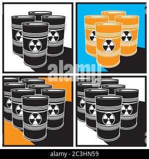 Stylized vector illustration on the theme of ecology and radioactive waste Stock Vector