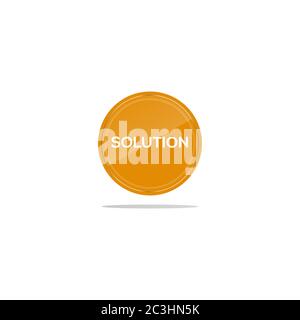 Writing solution in a yellow circle. There is a circular glass in front of the solution article. Stock Vector