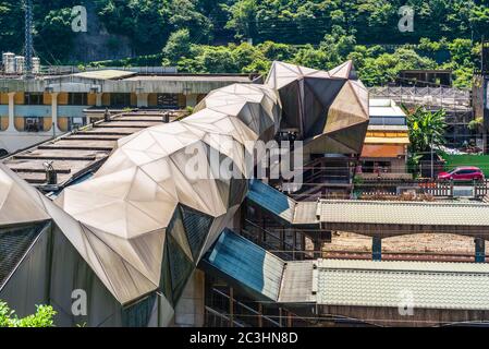 Houtong, Taiwan - June 17, 2020: Cat bridge of Houtong Station in new taipei city. Houtong is famous for many cats here and the bridge has been constr Stock Photo