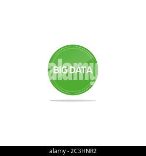 Writing big data in a green circle. There is a circular glass in front of the big data article. Stock Vector
