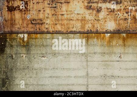 Background weathered cement with rust Stock Photo