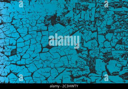 Distressed overlay texture of blue, turquoise rusted peeled metal. grunge background. abstract halftone vector illustration Stock Vector