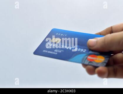 Close up of hand using credit card to pay payment Stock Photo