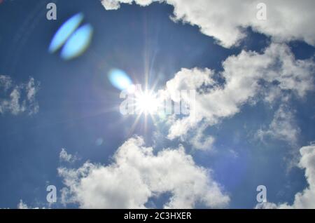 A beautiful morning with sun flare. Sunlight rays effect with lens flare effect . Stock Photo