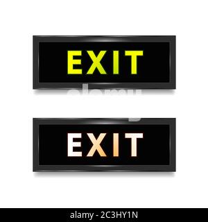 Emergency exit icon. wall light box vector sign. red green. Isolated graphic illustration. Escape door sign. Evacuation direction. Stock Vector