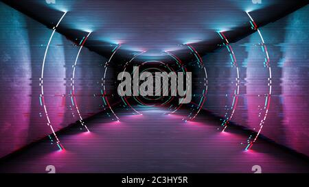 Fantasy advertising for game screen. Technology concept of vhs design. Music neon background illustration. Stock Photo