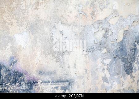 White blue color, painted and faded wall texture grunge background, building facade wall grunge material Stock Photo
