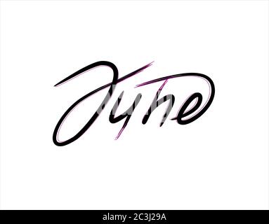 June Lettering Text on white background in vector illustration Stock Vector