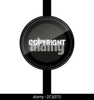 Black round vector shape illustration on a white background. Poster design that writes copyright right in the middle of the shape. Stock Vector