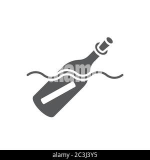 Message in the bottle vector icon symbol isolated on white background Stock Vector