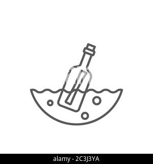 Message in the bottle vector icon symbol isolated on white background Stock Vector