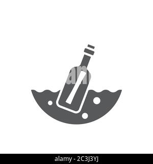 Message in the bottle vector icon symbol isolated on white background Stock Vector