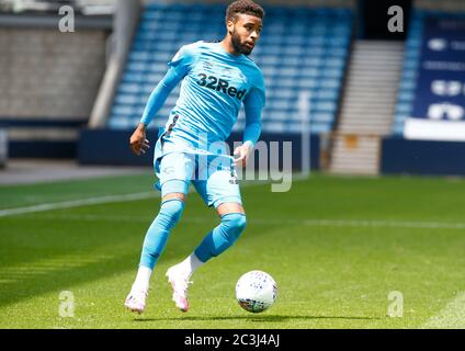 LONDON, United Kingdom, JUNE 20: Derby County's Jayden Bogle in action during EFL Sky Bet Championship between Millwall and Derby County at The Den Stadium, London on 20th June, 2020 Credit: Action Foto Sport/Alamy Live News Stock Photo