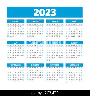 2023 Calendar with the weeks start on Sunday