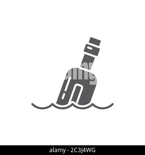 Message in the bottle vector icon symbol isolated on white background Stock Vector