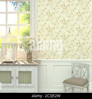 Provence style in interior of the house. 3D rendering. Stock Photo