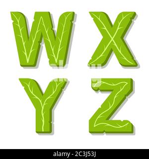 Vector green eco alphabet. Perfectly suited for healthy restaurants and green brands, like vegan places, cooking website, veggie recipes blog. Font fo Stock Vector