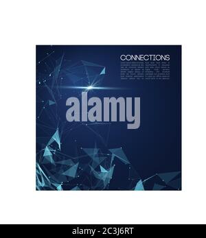 Network connection concept blue vector illustration. Futuristic hexagon perspective wide angle lanscape. Futuristic honeycomb concept. 3d landscape Stock Vector