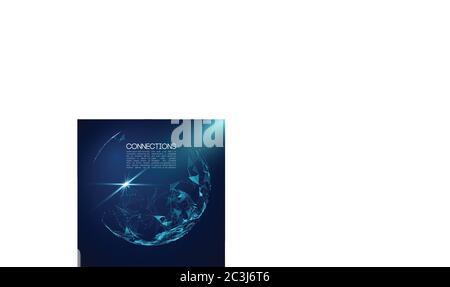 Network connection concept blue vector illustration. Futuristic hexagon perspective wide angle lanscape. Futuristic honeycomb concept. 3d landscape Stock Vector