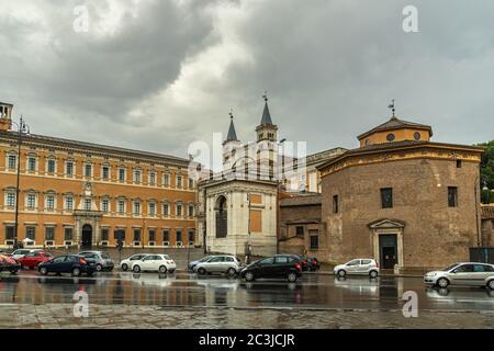 The Lateran Baptistery, whose title is San Giovanni in Fonte al Laterano, it is part of the complex of the Lateran basilica. Rome, Lazio region, Italy Stock Photo