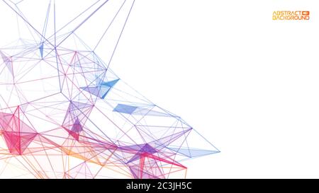 Network background abstract. Connect technology business concept of line grid triangle structure on white background. Global internet communication Stock Vector