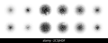 12 Halftone Circle BIG Set. Popart grange clipart. Abstract round halftone circle vector. Artistic artwork design of halftone circle dots on white Stock Vector