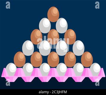 Eggs Stacked in Pyramidal Shape on Tray Icon Vector Illustration Stock Vector