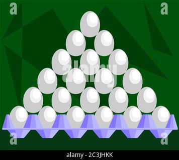 Eggs Stacked in Pyramidal Shape on Tray Icon Vector Illustration Stock Vector