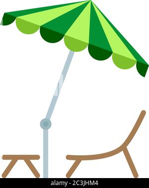 Table Chair Under Umbrella Icon Vector Illustration Stock Vector
