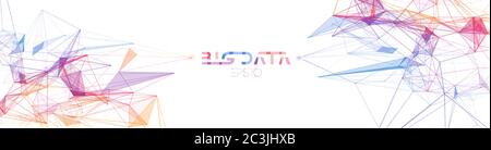 Big data web banner with colorful triangle particles. Information background with futuristic geometric triangle structure. Connection illustration Stock Vector