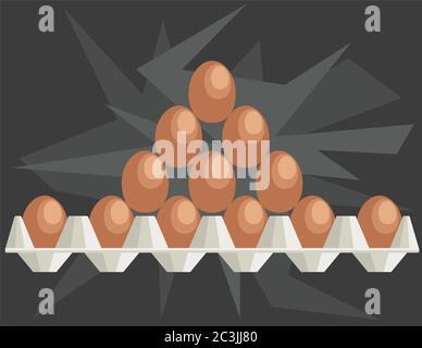 Eggs Stacked in Pyramidal Shape on Tray Icon Vector Illustration Stock Vector