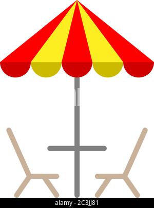 Table Chair Under Umbrella Icon Vector Illustration Stock Vector