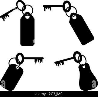 Keys with Keychain Icon, Room Key Icon Stock Vector