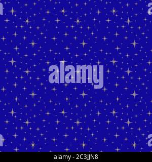 Starry sky seamless pattern background. Golden stars on a blue background Stock Photo