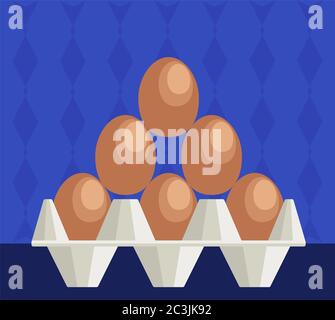 Eggs Stacked in Pyramidal Shape on Tray Icon Vector Illustration Stock Vector