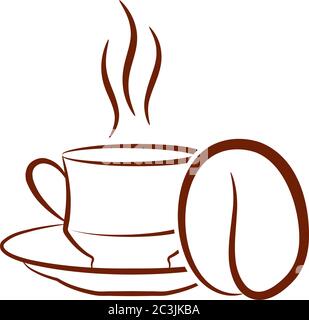 Coffee Cup And Coffee Bean Icon Vector Illustration Stock Vector