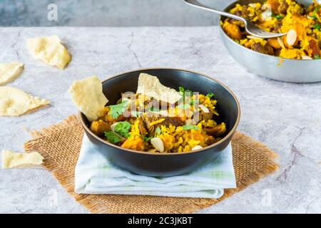 Lamb and apricot biryani with sweet potatoes Stock Photo