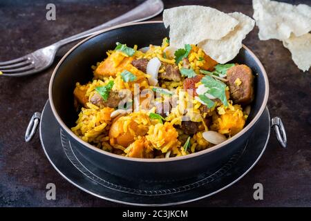 Lamb and apricot biryani with sweet potatoes Stock Photo