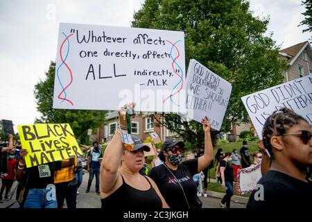 June 20, 2020: Protestors march through Glenolden, Delaware County, a suburb of Philadelphia, calling for an end to police brutality and racial injustice, June 20, 2020. Credit: Michael Candelori/ZUMA Wire/Alamy Live News Stock Photo