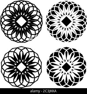 Geometric Shape Circle, Pinwheel Line Art Drawing Vector Art Illustration Stock Vector