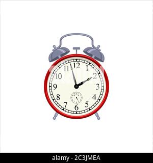 Alarm Clock Red, Flat Vector Illustration Stock Vector