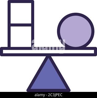 scale balance with geometric figures line style vector illustration design Stock Vector