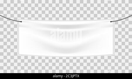 White textile banner on transparent background, vector illustration Stock Vector