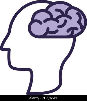 head human profile with brain line style icon vector illustration design Stock Vector