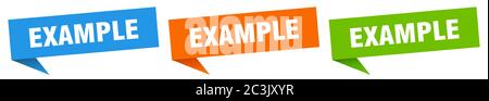 example banner. example speech bubble label set. example sign Stock Vector